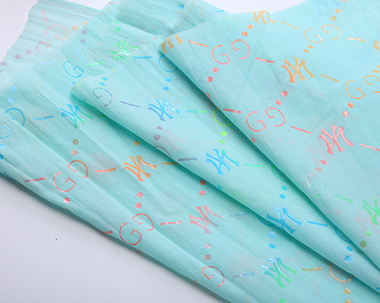 渭南20D wrinkled crepe custom gold stamp foil nylon taffeta fabric